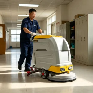 Electric Walk Behind Floor Cleaning Machine Industrial Floor Scrubber with Disc Brush