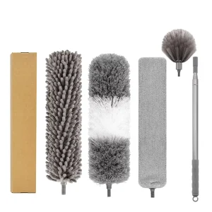 Elongated Stainless Steel Pole Duster With Feather Handle Car Cleaning Brush Retractable Dusting Household Dusters for Cleaning
