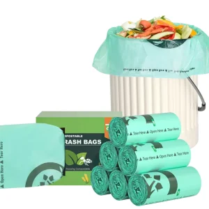 Environmentally Friendly and Biodegradable 1.2 Gallon Fragrance Free Compostable Household Kitchen Bathroom Roll On Garbage Bag