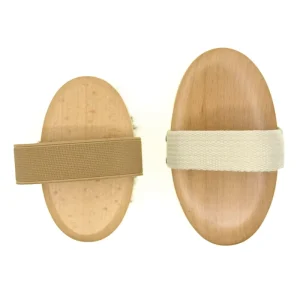 Ergonomic Grip Natural Wood Handle Body Brush Exfoliating Dry Brushing Ionic Copper Bronze Bath Brushes Sponges Scrubbers