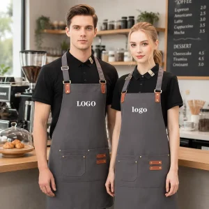 Ergonomic Reusable Sleeveless Chef Bib Durable Stylish Multi Pocket Apron Stain Resistant Canvas High Thermal Use Breathable