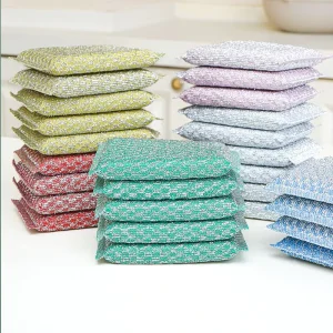 Esun Household Non Sticky Kitchen Jacquard Cleaning Block Sponge Colorful Non Abrasive Sponges & Scouring Pads for Cleaning