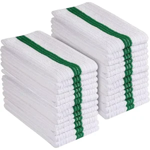 Esun Microfiber Cloth for Home Cleaning All Purpose White with Green Stripe Bar Mop Absorbent for Kitchen Use