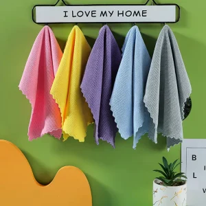 Esun Thickened Water Absorbent Quick Dry Glass Cleaning Cloth Microfiber Household Kitchen Dish Towel Set