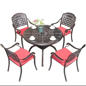 European Modern Outdoor Courtyard Villa Cafe Cast Aluminum Table and Chair Set