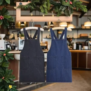 European Style Custom Logo Color Waterproof Durable Washable Restaurant Bib Sleeveless Denim Apron