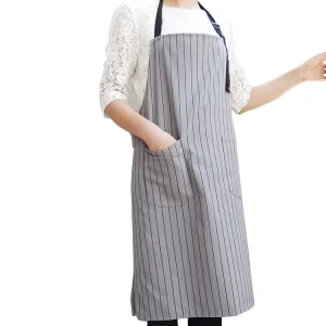 European Style Gray Kitchen Aprons Plain Pattern Cotton Reusable Sleeveless Anti fouling Durable Apron in Stock