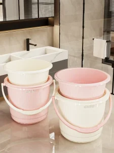 European Style PP Plastic Bucket and Basin Set 10-15L Capacity Portable Household Washbasin Boiling Water Applicable