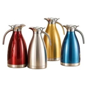 European style Vacuum Insulated Stainless Steel Camping Coffee Pot with Leak Proof Lid and Large Capacity