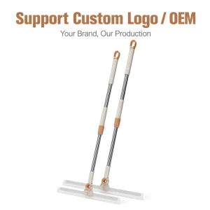 Expandable Durable Non Stick Cleaning Squeegee with Plastic Handle Rubber Broom for Floor Bathroom Dust Hair Removal