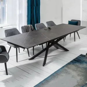Extendable 10-Seater Metal and Iron Dining Table Set, 20-Piece