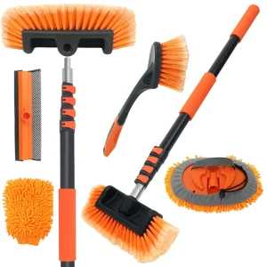 Extendable Aluminum Handle and Soft Bristle Head Car Wash Brush Kit Telescopic 3-12ft for Vehicle Exterior Cleaning