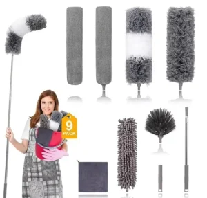 Extendable Duster for Cleaning Ceiling Fan Blind Car Bendable Long Handle Dusters Telescopic Microfiber Feather Duster