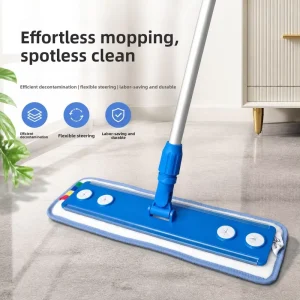 Extendable Telescopic Handle Aluminum Pole Microfiber Fabric Removes Stains No Hand Washing Flat Mop for Wooden Floors