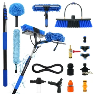 Extendable Water-Fed Cleaning Pole with Brush for Solar Panel and Vehicle Cleaning