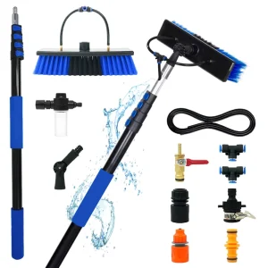 Extendable Water-Fed Pole with Cleaning Brush for Solar Panel, Window, and Glass Cleaning