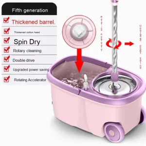 Extensible Aluminum Handle Dual Drive One-click Spinning Mop Self-Twisting Absorbent Mops Household Floor Cleaning