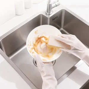 Extra Long Nitrile Household Cleaning Gloves Non Slip Tear Resistant Waterproof Flexible Reusable Eco Friendly