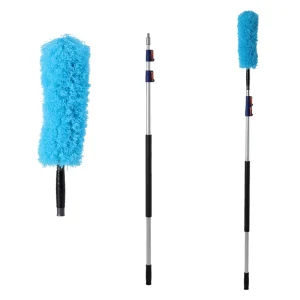 Extra Long Telescopic Microfiber Duster Flexible Head Dust Cleaner for High Reach Areas Furniture