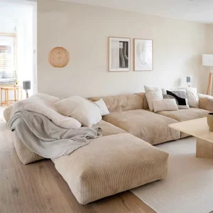 Extra Modular Sectional Sofa CORD VELOUR Large Velvet Fabric Sofa Set