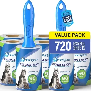 Extra Sticky Lint Roller Value Set 720 Sheets for Pet Hair Removal Dog and Cat Lint Remover 8 Pack