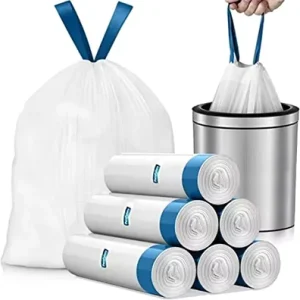 Extra Strong 13 33 Gallon Drawstring Plastic Drawstring Household Garbage Trash Bags Puncture Resistant for Sharp or Heavy Waste