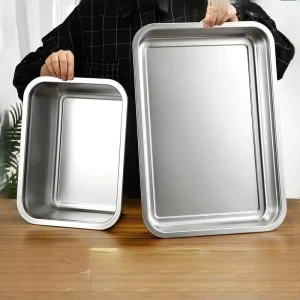 Extra thick Polished Stainless Steel Square Luxury Serving Tray Buffet Trays for Restaurant Kitchens