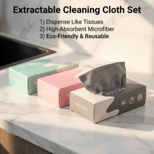 Extractable Cleaning Cloth Set Dispense Like Tissues High Absorbent Reusable Microfiber Kitchen Towel Cleaning Cloths