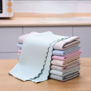 FF2844 Kitchen Microfiber Polishing Cleaning Towel Window Car Mirror Fish Scale Cloth Lint Free Microfiber Cleaning Cloth