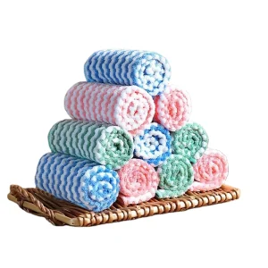 FF3389 Coral Fleece Lint Free Kitchen Dishcloths Microfiber Towel Super Absorbent Kitchen Cleaning Cloths Rags Dish Cloths