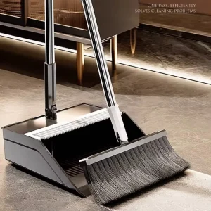 FF5196 Home Office Indoor Floor Sweeping Combo with Self-Cleaning Teeth 180° Adjustable Head Broom and Dustpan Set
