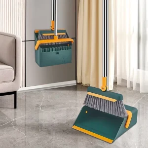 FF5197 Home Office Indoor Floor Sweeping Combo with Self-Cleaning Teeth 180° Adjustable Head Foldable Broom and Dustpan Set