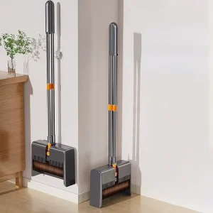 FF5198 Space Saving Foldable Indoor Floor Sweeping Combo with Self-Cleaning Teeth 180° Adjustable Head Broom and Dustpan Set