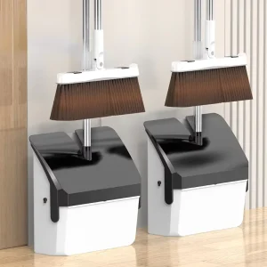 FF5202 180° Adjustable Head Floor Sweeping Combo with Lid Cover Indoor Home Office Foldable Broom and Dustpan Set