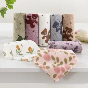 FF5273 Floral Print Microfiber Towel Household Kitchen Cleaning Cloths Washable Reusable Rags Microfiber Kitchen Dish Cloth