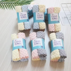 FF5275 4Pack Kitchen Microfiber Towel Dish Cleaning Cloths Washable Reusable Rags Household Microfiber Cleaning Cloth
