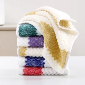 FF5278 Striped Household Kitchen Cleaning Cloths Washable Reusable Rags Soft Absorbent Microfiber Towel Kitchen Dish Cloth