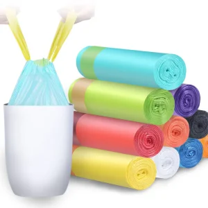 FF5692 Office Home Kitchen Small Trash Bags Leakproof 15 Count 45*50cm Drawstring Garbage Bag