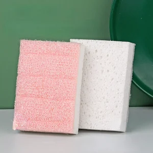 FF5723 Kitchen Pots Pans Dishes Cleaning Sponge Bamboo Fiber Kitchen Scouring Pad Non Scratch Dish Scrubber Sponge