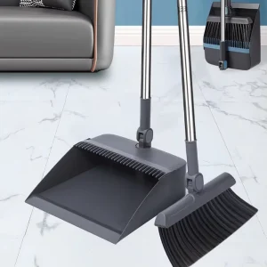 FF5748 Indoor Foldable Floor Brush Sweeping Combo Set Self Cleaning Teeth Adjustable Head Broom and Dustpan Set