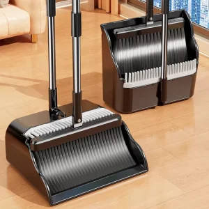 FF5768 Foldable Floor Brush Sweeping Combo Set with Self Cleaning Teeth Home Office Broom and Dustpan Set