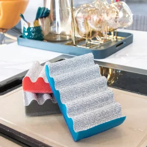 FF5792 Pots Pans BBQ Wire Mesh Cleaning Sponge Non Scratch Kitchen Scouring Pad Dish Scrubber Sponge