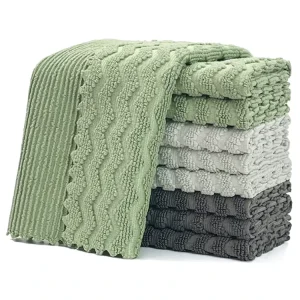 FF5965 Lint Free Kitchen Dishwashing Rag Double Side Microfiber Cleaning Cloth Non Scratch Dish Cloths