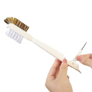 FF6005 Multifunction Kitchen Stove Cleaning Brush Cooktop Grout Scrubber with Scraper Heavy Duty Copper Wire Bristle Scrub Brush