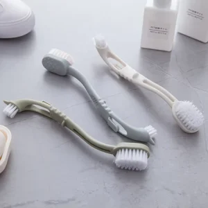FF6035 Multifunction Kitchen Bathroom Heavy Duty Scrub Brush Double Side Long Handle Shoes Brush Household Use Cleaning Brush