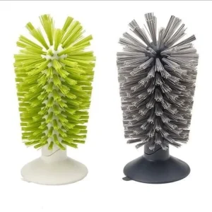 FF6046 Kitchen Bottle Wine Cup Washer Brush Cleaner Nylon Bristle Scrubber Glass Cleaning Brush with Suction Cup