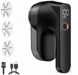 Fabric Shaver Fuzz Remover Electric Lint Shaver Remover with LED Digital Display 6 Blades Rechargeable Sweater Couch