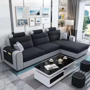 Fabric Sofa Small Apartment Simple Modern Living Room Removable and Washable Corner Three Seat Fabric Sofa
