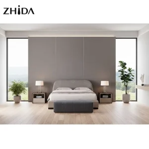 Fabric or Leather Bedroom Set with King-Size Bed