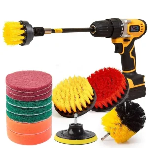 Factory 14Pcs Household Cleaning Brush Attachments Kit with Scrub Pads & Extension Rod